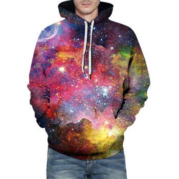 

Galaxy Print Front Pocket Hoodie, Nebula