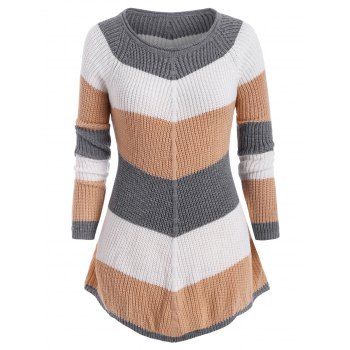 

Plus Size Colorblock Raglan Sleeve Sweater, Multicolor