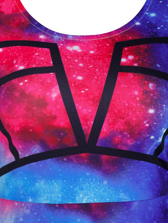 Robe Evasée à Imprimé Galaxie à Manches Longues - multicolor A XL