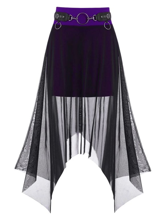Jupe Mouchoir Superposée Gothique Anneau en O en Maille - Violet Terne 2XL