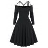 Robe Evasée Gothique à Bretelle à Epaule Dénudée - Noir M