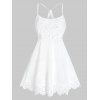 Ensemble de Lingerie Tordu au Dos en Dentelle Insérée de Grande Taille - Blanc Lait 3X