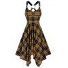 Robe Mouchoir à Carreaux Imprimée Sans Manches - Deep Yellow XL