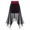 Jupe Mouchoir Superposée Gothique Anneau en O en Maille - Rouge Vineux XL