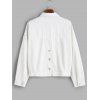 Veste Boutonnée de Grande Taille avec Poches en Avant en Denim - Blanc 3X