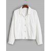 Veste Boutonnée de Grande Taille avec Poches en Avant en Denim - Blanc 5X