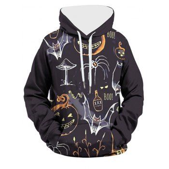 

Halloween Funny Pumpkin Graphic Pullover Pocket Hoodie, Orange