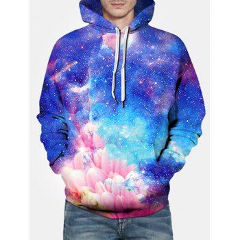 

Starry Sky Flower Print Kangaroo Pocket Hoodie, Fantastic