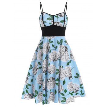 

Floral Pattern A Line Slip Dress, Day sky blue