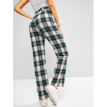 

Plaid Flannel High Rise Pocket Pants, Pine green