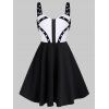 Mini Robe Evasée Zippée Bicolore avec Œillet - Noir XL