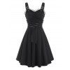 Robe Evasée Panneau en Dentelle sans Manches à Lacets - Noir XL