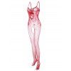 Nuisette à Bretelle en Dentelle en Résille Insérée de Grande Taille avec Nœud Papillon - Rouge ONE SIZE