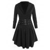 Haut Jupe Bouclé de Grande Taille à Col Châle - Noir 5X