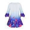 T-shirt Mouchoir Ombré Papillon de Grande Taille - Bleu clair 4X