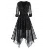 Stars Print Handkerchief Chiffon Dress - BLACK M