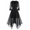 Robe Mouchoir Étoile Imprimée en Mousseline - Noir XL