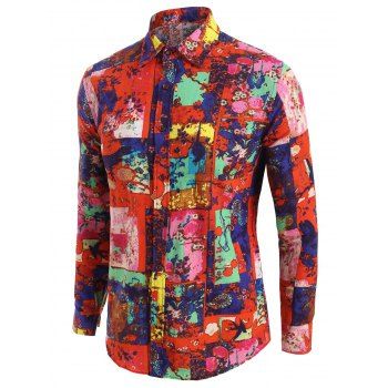 

Floral Paint Splash Button Up Leisure Shirt, Multicolor