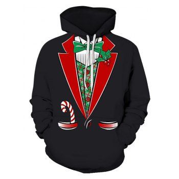 

Christmas Faux Suit 3D Print Pullover Hoodie, Multicolor