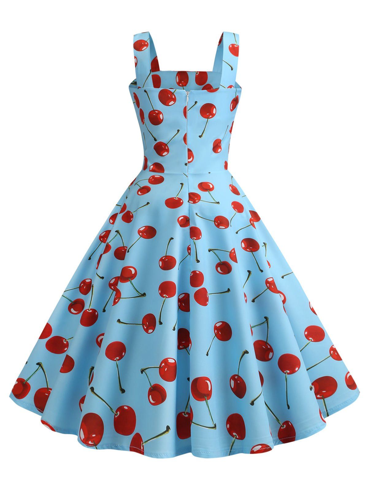 [32% OFF] 2020 Plus Size Strawberry Cherry Print Flare Dress In BLUE ...