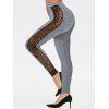 Legging Panneau en Dentelle Toile d'Araignée - Gris S