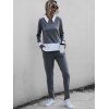Two Tone Pocket Long Sleeve Sweat Suit - GRAY S