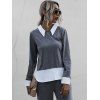 Two Tone Pocket Long Sleeve Sweat Suit - GRAY S