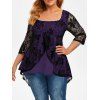 Blouse Superposée en Dentelle Haute Basse de Grande Taille - Iris Pourpre 3X
