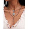 Collier Superposé Rond Gravées avec Strass - Argent 