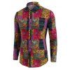 Paisley Floral Pattern Block Casual Long Sleeve Shirt - multicolor M