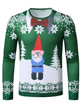 Christmas Santa Faux Suit Print Slim Crew Neck T Shirt