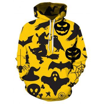 

Halloween Pumpkin Silhouette Print Front Pocket Casual Hoodie, Multicolor