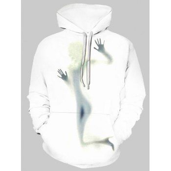 

Girl Shadow Graphic Front Pocket Casual Hoodie, Multicolor