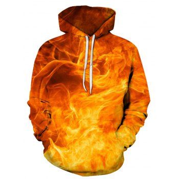 

Digital Fire Print Front Pocket Leisure Hoodie, Multicolor