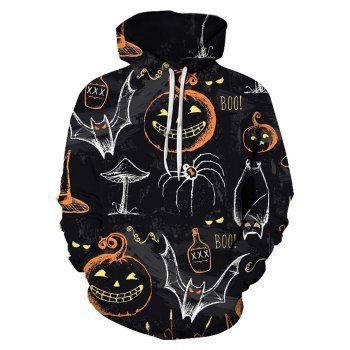 

Halloween Graffiti Pumpkin Print Leisure Pullover Hoodie, Multicolor