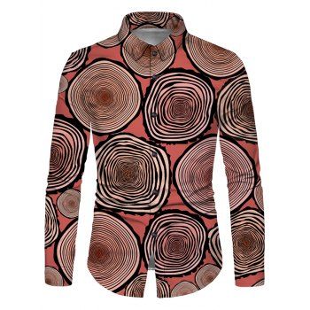 

Tree Rings Print Button Up Long Sleeve Shirt, Light pink
