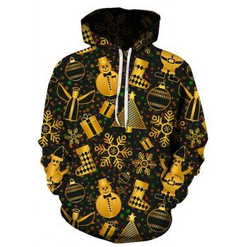 

Christmas Snowman Stocking Tree Print Casual Drawstring Hoodie, Multicolor