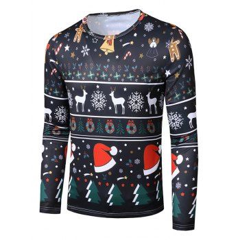 

Christmas Hat Tree Animal Print Slim Crew Neck T Shirt, Multicolor