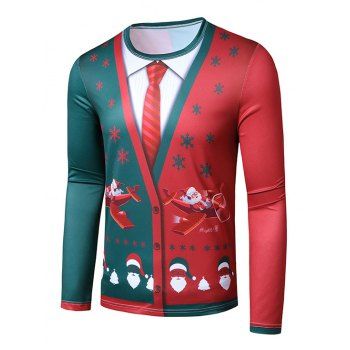 

Christmas Contrast Suit Santa Print Slim Casual T Shirt, Multicolor