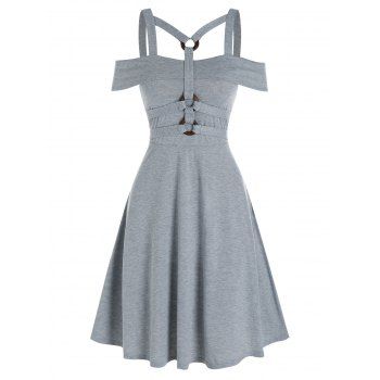 

Plain Harness Insert High Waist Mini Dress, Gray