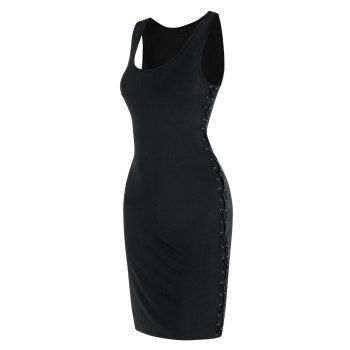 

Side Lace-up Sleeveless Bodycon Dress, Black