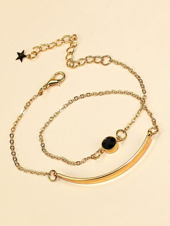 Bracelet Enveloppé Chaîne Longue en Fausse Gemme - d'or 