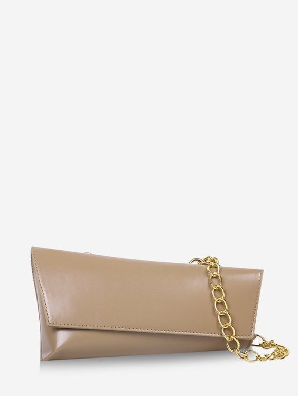 Sac à Bandoulière Géométrique Irrégulier en Couleur Unie avec Chaîne - café lumière 