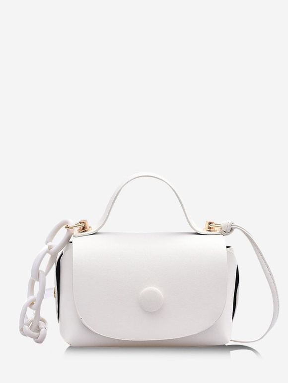 Mini Sac à Bandoulière à Rabat en Coueur Unie - Blanc 