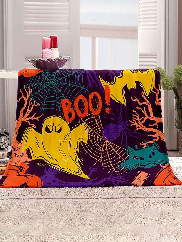 Couverture Multifonctionnelle Motif d'Araignée et de Fantôme pour Halloween - multicolor W31.5 X L47 INCH