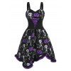 Robe d'Halloween Crâne Panneau en Dentelle à Lacets - Violet Foncé XL