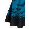 Halloween Bat Print Criss Cross High Waisted Cami Dress - BLUE M