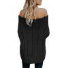 Off The Shoulder Cable Knit Chunky Tunic Sweater - BLACK 2XL