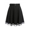 Jupe Linge A Ceinturée à Ourlet en Dentelle de Grande Taille - Noir L