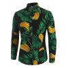 Chemise Décontractée Boutonnée à Imprimé Feuille de Bananier - Vert profond S